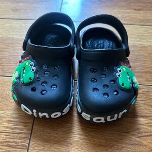 Kids Black Light-Up Dinosaur Sandals